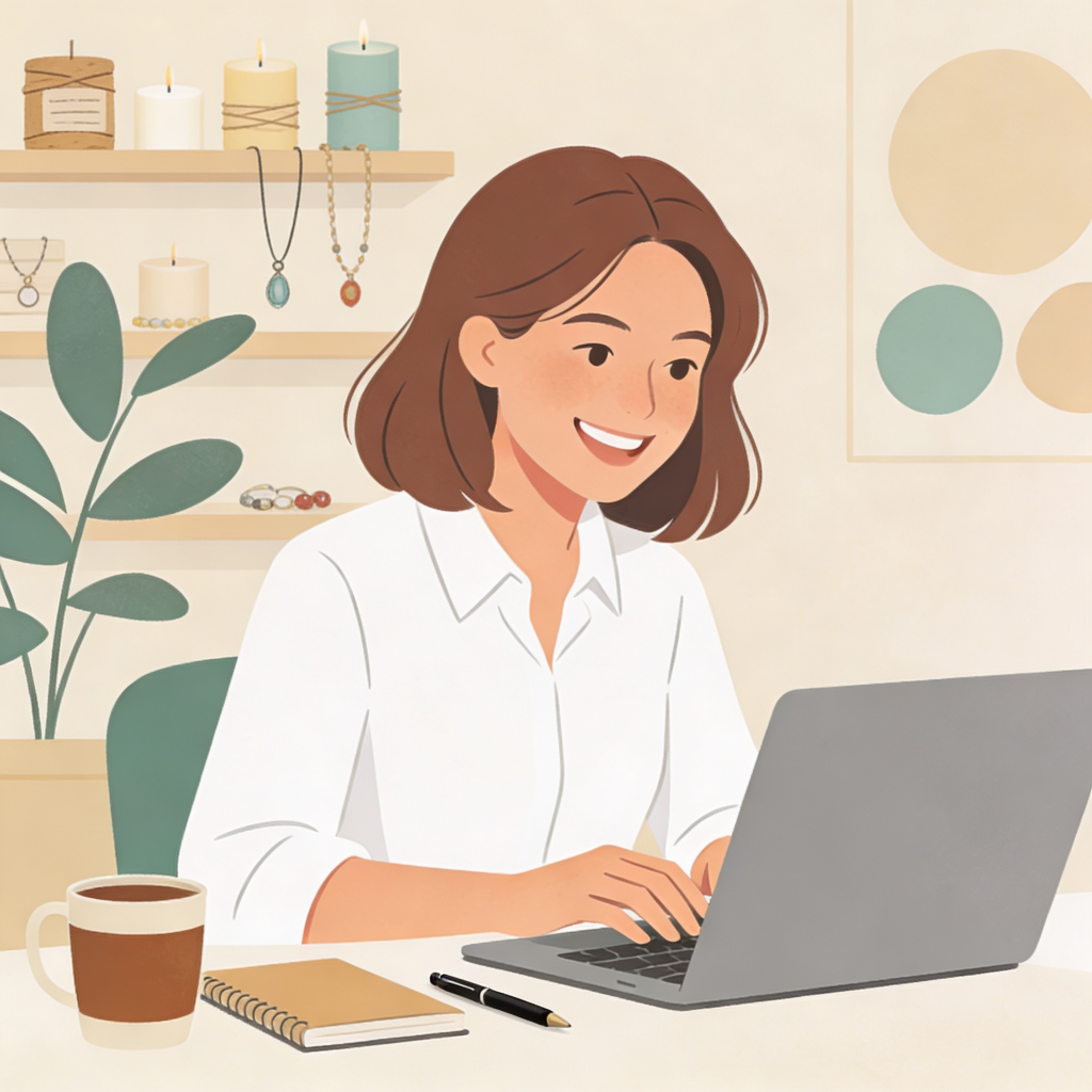 Entrepreneure travaillant sur son projet avec des outils numériques